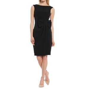 Eliza J Black Sleeveless Faux Wrap Dress